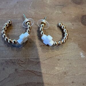 Francesca's Gold Beaded Cross Earrings